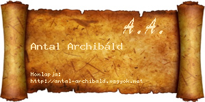 Antal Archibáld névjegykártya